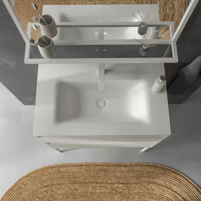Mobile Da Bagno Sottolavello Con 3 Cassetti E Anta - Bianco, Legno Ingegnerizzato, 60x30x59.5 Cm - Foto 3