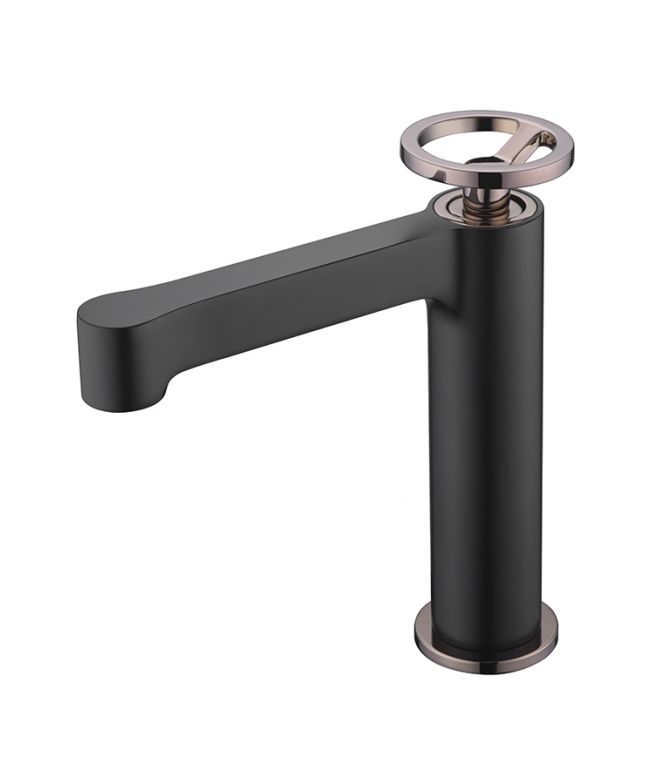 Rubinetto Lavabo Bagno A LED Nero KEOKBON – Miscelatore Con Luce A Cascata Che Cambia Colore, Ottone Massiccio