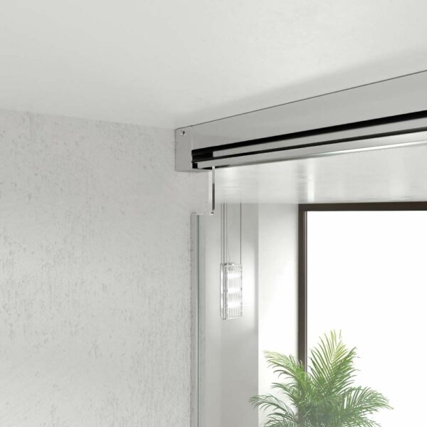 TECH HIGH parete doccia frontale 1 fissa – 1 scorrevole anta in vetro 8 mm. ACCIAIO INOX realizzato a soffitto - immagine 3