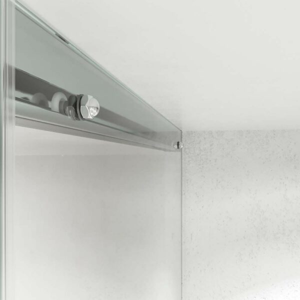 TECH HIGH parete doccia frontale 1 fissa – 1 scorrevole anta in vetro 8 mm. ACCIAIO INOX realizzato a soffitto - immagine 4