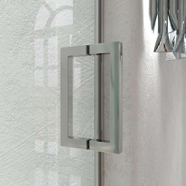 TECH HIGH parete doccia frontale 1 fissa – 1 scorrevole anta in vetro 8 mm. ACCIAIO INOX realizzato a soffitto - immagine 8