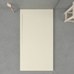 Piatto doccia in resina con cornice URBANSTONE Crema RAL 1013, texture ardesia, antibatterico e antiscivolo. Colori a scelta. Griglia nascosta