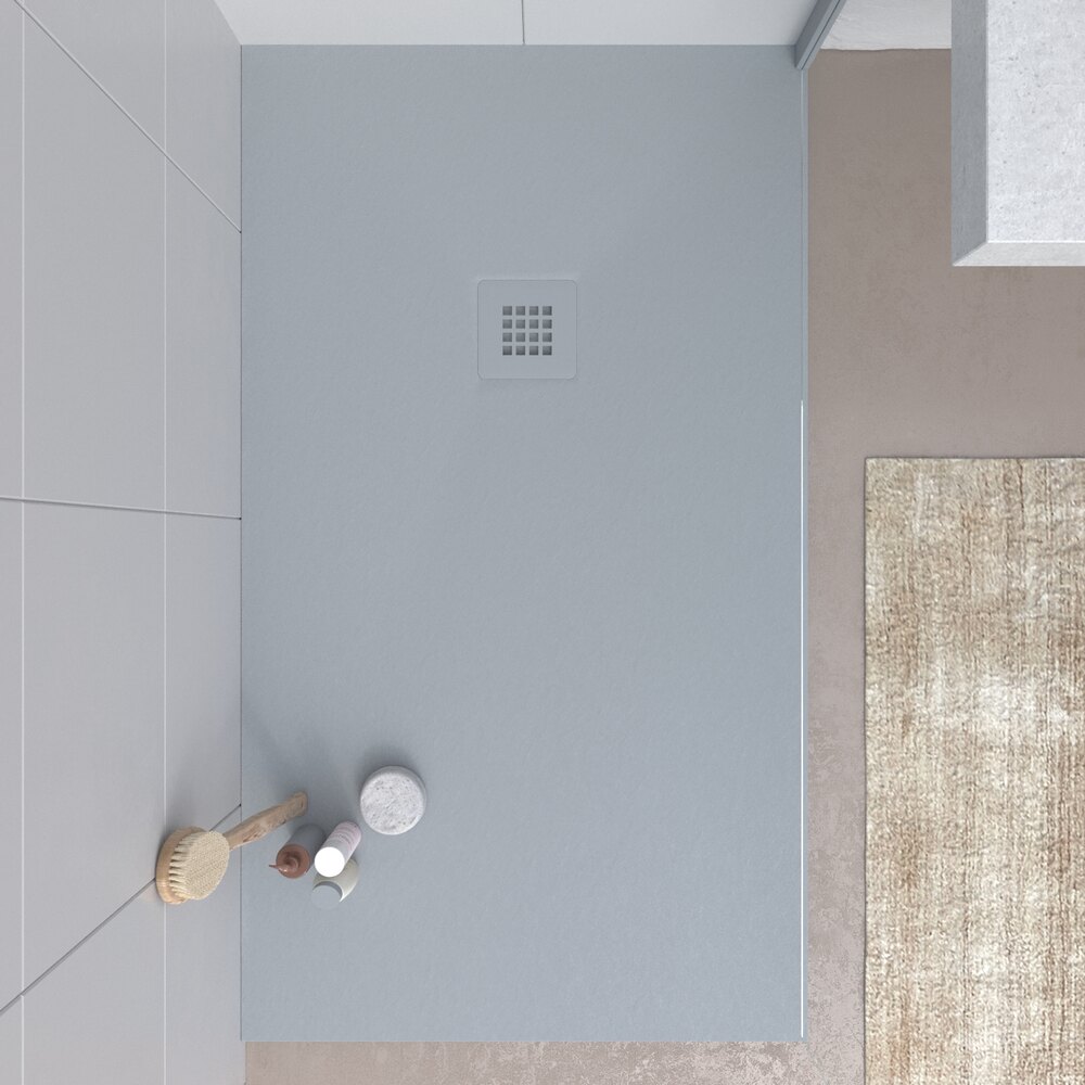 Piatto doccia in resina MYSTONE Grigio RAL 7040 e altri colori esclusivi, texture ardesia, antibatterico e antiscivolo