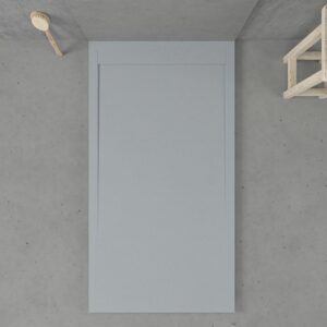 Piatto doccia in resina con cornice URBANSTONE Grigio Cemento RAL 7005, texture ardesia, antibatterico e antiscivolo. Colori a scelta. Griglia nascosta