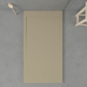 Piatto doccia in resina con cornice URBANSTONE Moka RAL 1019, texture ardesia, antibatterico e antiscivolo. Colori a scelta. Griglia nascosta