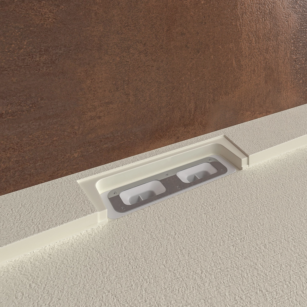 Piatto doccia in resina STYLE – Colore bianco panna RAL-9001 e altri – texture ardesia – antibatterico e antiscivolo. griglia nascosta - immagine 4