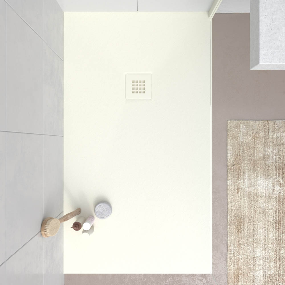 Piatto doccia in resina MYSTONE Bianco Panna RAL 9001 e altri colori esclusivi, texture ardesia, antibatterico e antiscivolo